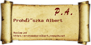 Prohászka Albert névjegykártya